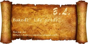 Bakró László névjegykártya